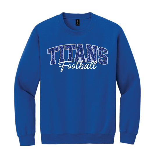 TCHS Football Glitter Embroidery Crew