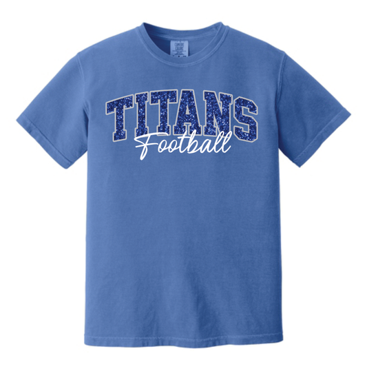 TCHS Football Glitter Embroidery Tee
