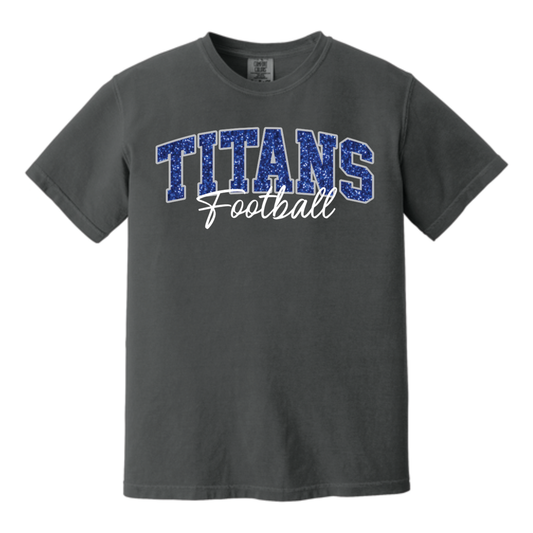 TCHS Football Glitter Embroidery Tee